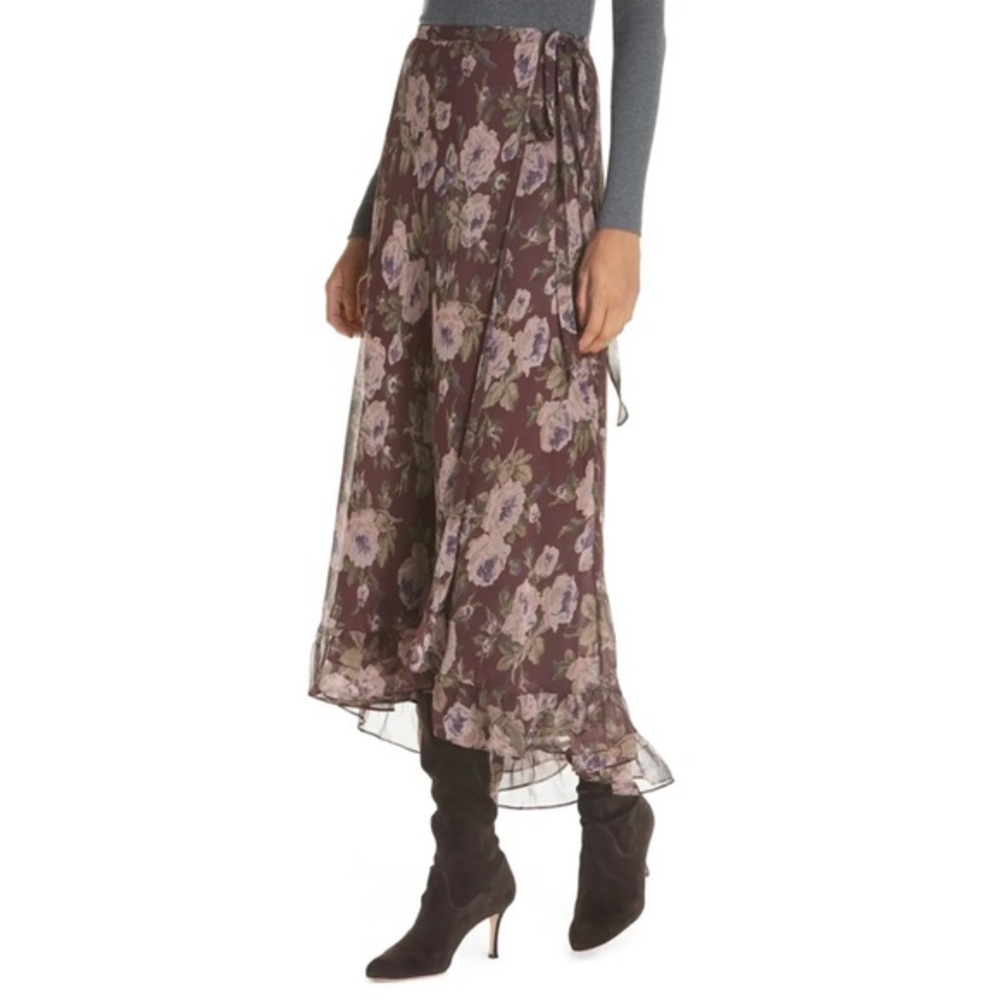 Polo Ralph Lauren Alina Midi Silk Wrap Skirt 10